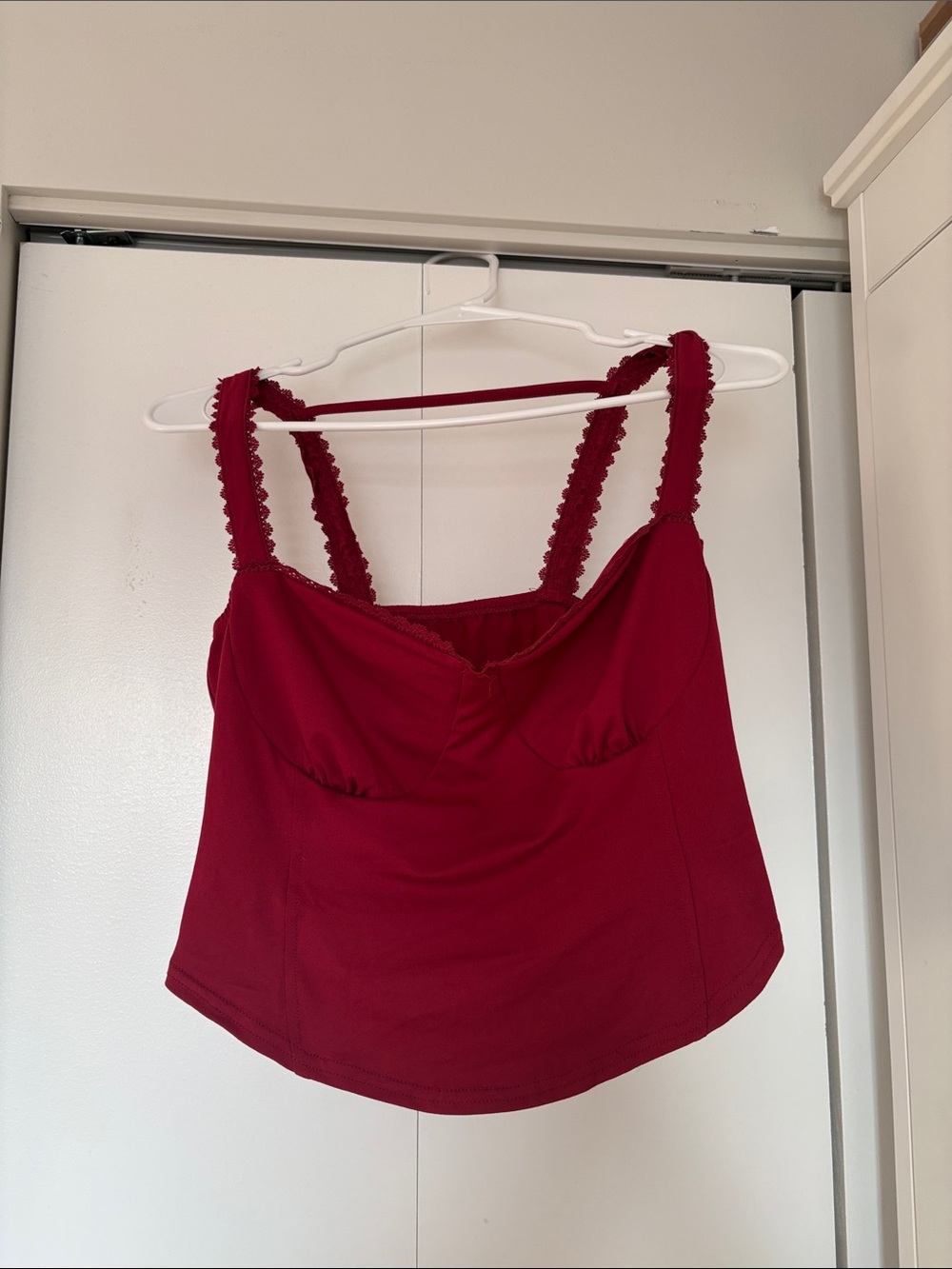 SHEIN Red Crop Cami Tank Top